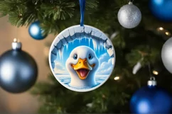 Digital Painting Round with Duck Smiling Out of Icy Wall Product Image 4