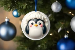 3D Penguin Christmas Ornament Sublimation PNG Product Image 1