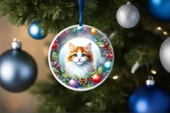 Cat Christmas Ornament Sublimation PNG Product Image 1