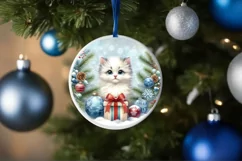 Cat Christmas Ornament Sublimation PNG Product Image 4