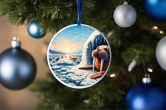 Melting Ice Wall with Walrus Round Ornament Sublimation PNG Product Image 4