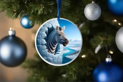 Digital Painting Round with Zebra Smiling Out of Icy Wall Product Image 4