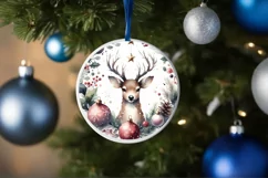 Reindeer Christmas Ornament Sublimation PNG Product Image 1
