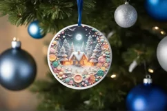 Molten Candy Christmas Scene Round Ornament Sublimation PNG Product Image 4
