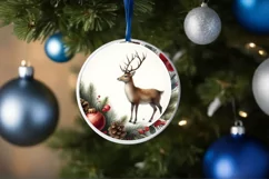 Watercolor Christmas Reindeer Ornament Sublimation PNG Product Image 4