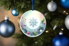 Pastel Christmas Snowflake Round Ornament Sublimation PNG Product Image 4