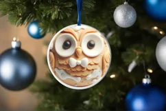 Playful Owl Christmas Ornament Sublimation PNG Product Image 4