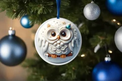 Christmas Owl Ornament Sublimation PNG Product Image 1