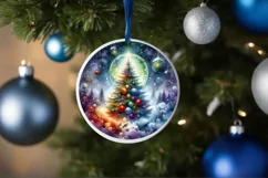 Tree Watercolor Winter Ornament Sublimation PNG Product Image 4