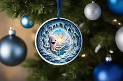 Digital Painting Round with Octopus Smiling Out of Icy Wall Product Image 4