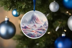 Pastel Christmas Winter Scene Ornament Sublimation PNG Product Image 4