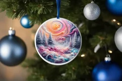 Detailed Winter Scene Digital Painting Round Ornament Product Image 4