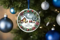 Cozy Christmas Scene Ornament Sublimation PNG Product Image 1