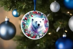 Polar Bear Christmas Ornament Sublimation PNG Product Image 1