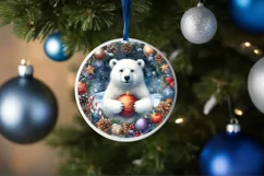 Polar Bear Christmas Ornament Sublimation PNG Product Image 4