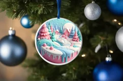 Winter Scene Christmas Ornament Sublimation PNG Product Image 4