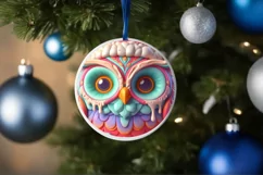 Christmas Owl Ornament Sublimation PNG Product Image 4