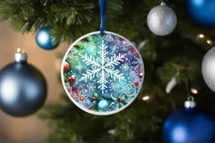 Snowflake Christmas Ornament Sublimation PNG Product Image 4