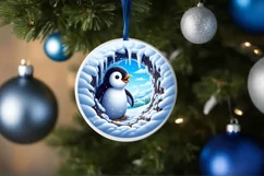 Digital Painting Round with Penguin Smiling Out of Snow Made Product Image 4