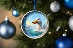 Icy Wall Duck Round Ornament Sublimation PNG Product Image 4