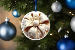 Christmas Bow Melting Round Ornament Sublimation PNG Product Image 1