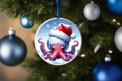 Watercolor Round Christmas Tree with Melting Edges PNG File Product Image 4