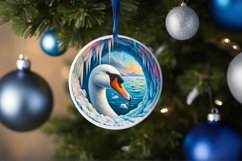Icy Wall with Swan Round Ornament Sublimation PNG Product Image 1
