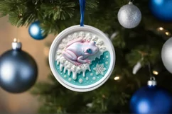 Pastel Deer Christmas Round Ornament Sublimation PNG Product Image 4
