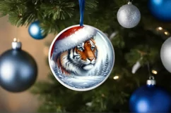 Winter Tiger Christmas Ornament Sublimation PNG Product Image 4