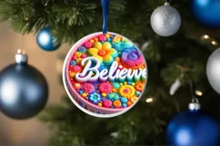 Believe Pastel Round Ornament Sublimation PNG Product Image 4