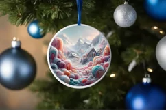 Pastell Candy Scene Round Ornament Sublimation PNG Product Image 4