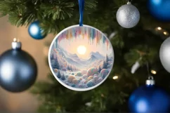 Pastell Candy Scene Round Ornament Sublimation PNG Product Image 1