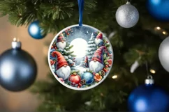 Colorful Watercolor Winter Gnomes Round Sticker Ornament Product Image 4