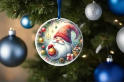 Colorful Pastel Watercollor Christmass Gnome Round Christmas Product Image 4
