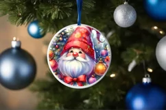 Colorful Pastel Watercollor Christmass Gnome Round Christmas Product Image 4