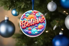 Believe Pastel Round Ornament Sublimation PNG Product Image 4