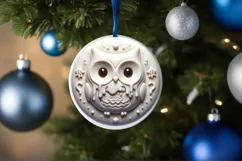 3D Owl Winter Christmas Sublimation PNG Product Image 1