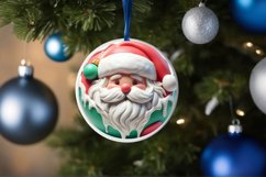 Round 3D Santa Round Ornament Sublimation PNG Product Image 4