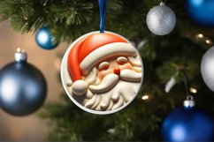 Round 3D Santa Round Ornament Sublimation PNG Product Image 4