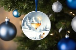 Watercolor Champaigne Christmas Round Ornament Sublimation Product Image 4