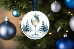 Watercolor Champaigne Christmas Round Ornament Sublimation Product Image 4