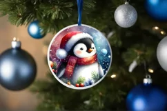Colorful Penguin Round Ornament Sublimation PNG Product Image 4