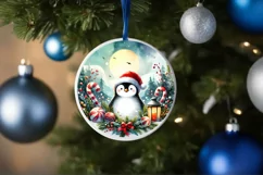 Colorful Penguin Round Ornament Sublimation PNG Product Image 4