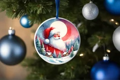 Colorful Christmas Image with Santa Round Ornament PNG Product Image 4