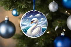 Digital Painting Round with Snow Wall and Swan Smiling JPEG Product Image 1