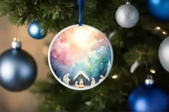 Colorful Nativity Scene Christmas Round Ornament Product Image 4