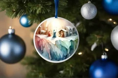 Nativity Scene Winter Scene Round Christmas Ornament Product Image 1
