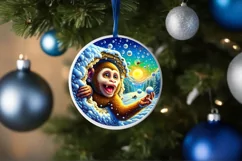 Digital Painting Round with Monkey Smiling Out of Snow Made Product Image 1