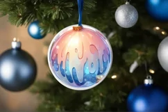 Colorful Champagne Christmas Round Ornament Product Image 4