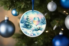 Colorful Champagne Christmas Round Ornament Product Image 4